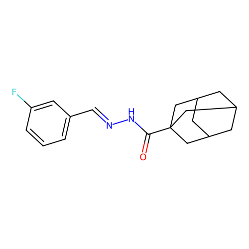 (1S,3s,E)-N'-(3-fluorobenzylidene)adamantane-1-carbohydrazide structure