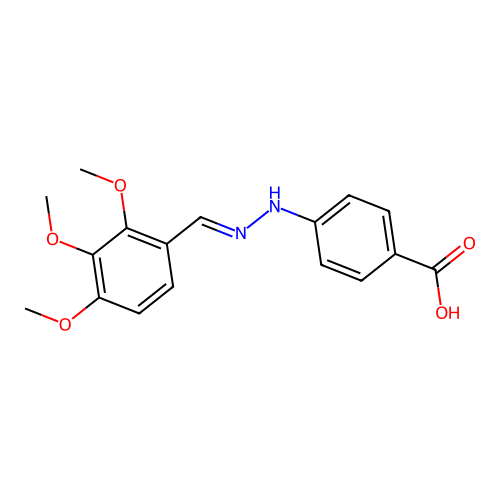 4-[(2E)-2-(2,3,4-trimethoxybenzylidene)hydrazino]benzoic acid structure
