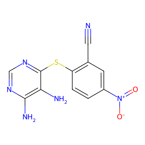 2-[(5,6-Diaminopyrimidin-4-yl)sulfanyl]-5-nitrobenzonitrile structure