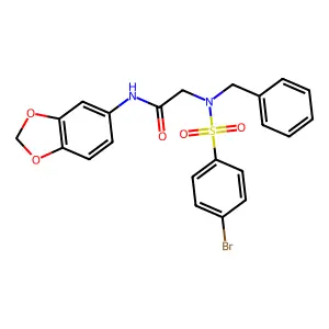 N-(1,3-benzodioxol-5-yl)-2-[benzyl-(4-bromophenyl)sulfonylamino]acetamide structure