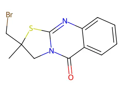 2-(bromomethyl)-2-methyl-2,3-dihydro-5H-[1,3]thiazolo[2,3-b]quinazolin-5-one structure