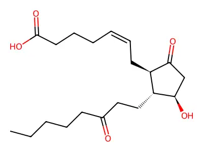 7-[3-Hydroxy-5-oxo-2-(3-oxooctyl)cyclopentyl]hept-5-enoic acid structure