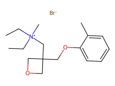Ammonium, diethylmethyl((3-((o-tolyloxy)methyl)-3-oxetanyl)methyl)-, bromide structure