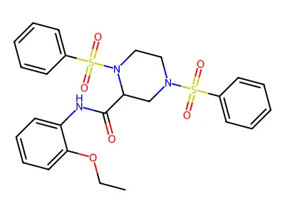 1,4-bis(benzenesulfonyl)-N-(2-ethoxyphenyl)piperazine-2-carboxamide structure