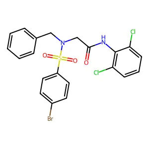 2-[benzyl-(4-bromophenyl)sulfonylamino]-N-(2,6-dichlorophenyl)acetamide structure