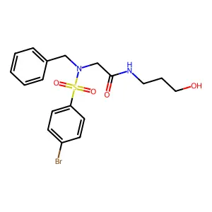 2-[benzyl-(4-bromophenyl)sulfonylamino]-N-(3-hydroxypropyl)acetamide structure