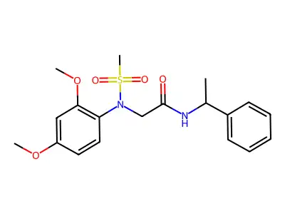 2-(2,4-dimethoxy-N-methylsulfonylanilino)-N-(1-phenylethyl)acetamide structure