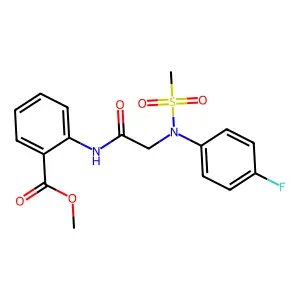 methyl 2-{[N-(4-fluorophenyl)-N-(methylsulfonyl)glycyl]amino}benzoate structure