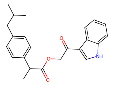 2-[4-(2-methylpropyl)phenyl]propanoic acid [2-(1H-indol-3-yl)-2-oxoethyl] ester structure