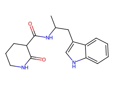 N-[1-(1H-indol-3-yl)propan-2-yl]-2-oxopiperidine-3-carboxamide structure