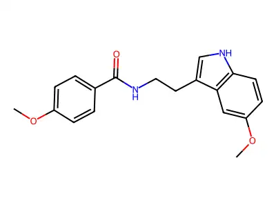 4-methoxy-N-[2-(5-methoxy-1H-indol-3-yl)ethyl]benzamide structure