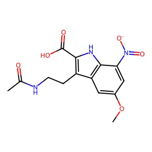 3-(2-acetamidoethyl)-5-methoxy-7-nitro-1H-indole-2-carboxylic acid structure