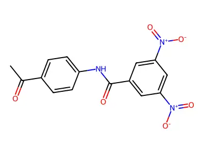 N-(4-acetylphenyl)-3,5-dinitrobenzamide structure