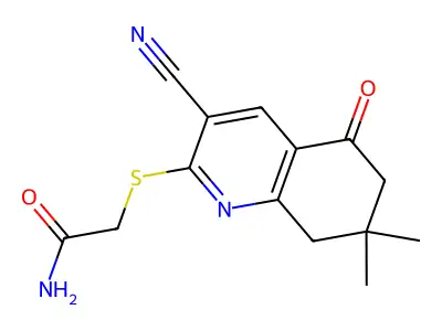 2-((3-Cyano-7,7-dimethyl-5-oxo-5,6,7,8-tetrahydroquinolin-2-yl)thio)acetamide structure