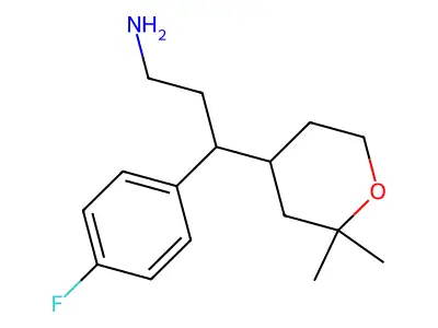 3-(2,2-Dimethyl-tetrahydro-pyran-4-yl)-3-(4-fluoro-phenyl)-propylamine structure
