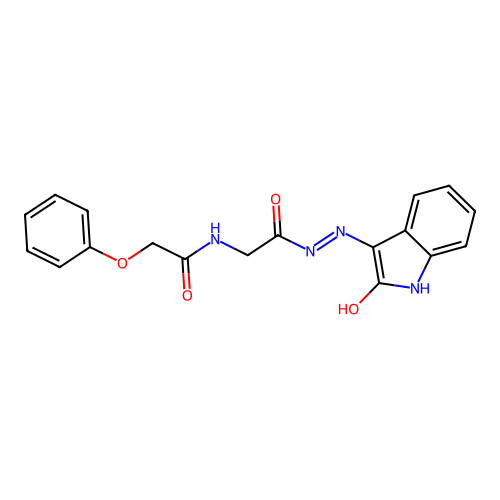 (Z)-N-(2-oxo-2-(2-(2-oxoindolin-3-ylidene)hydrazinyl)ethyl)-2-phenoxyacetamide structure