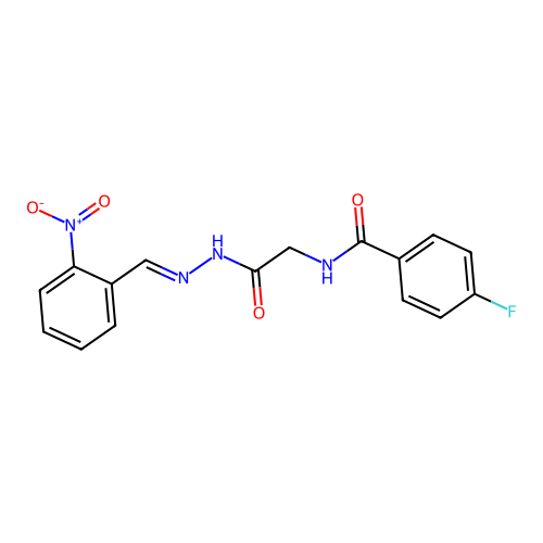 4-fluoro-N-{2-[(2E)-2-(2-nitrobenzylidene)hydrazino]-2-oxoethyl}benzamide structure