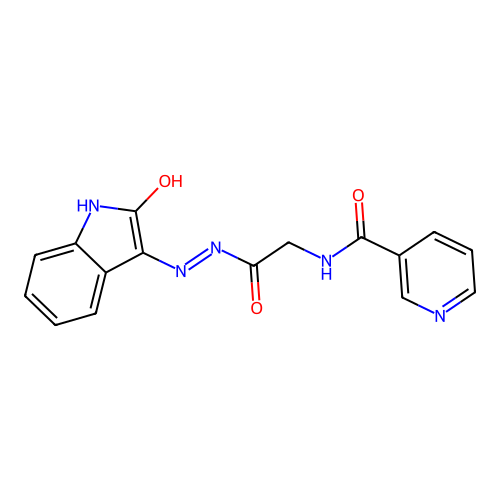 (Z)-N-(2-oxo-2-(2-(2-oxoindolin-3-ylidene)hydrazinyl)ethyl)nicotinamide structure