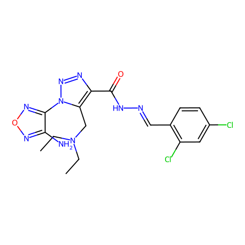 1-(4-amino-1,2,5-oxadiazol-3-yl)-N'-[(E)-(2,4-dichlorophenyl)methylidene]-5-[(diethylamino)methyl]-1H-1,2,3-triazole-4-carbohydrazide structure