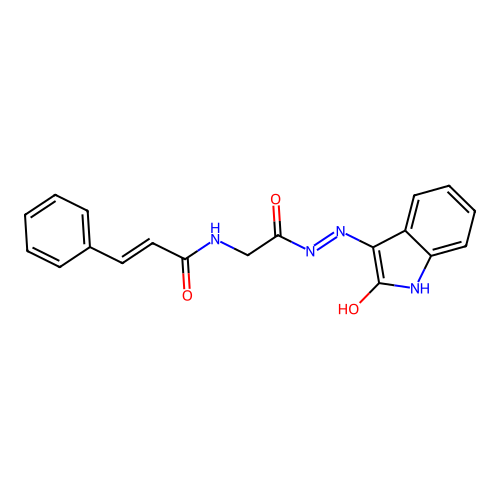N-(2-oxo-2-((Z)-2-(2-oxoindolin-3-ylidene)hydrazinyl)ethyl)cinnamamide structure