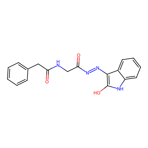 (Z)-N-(2-oxo-2-(2-(2-oxoindolin-3-ylidene)hydrazinyl)ethyl)-2-phenylacetamide structure