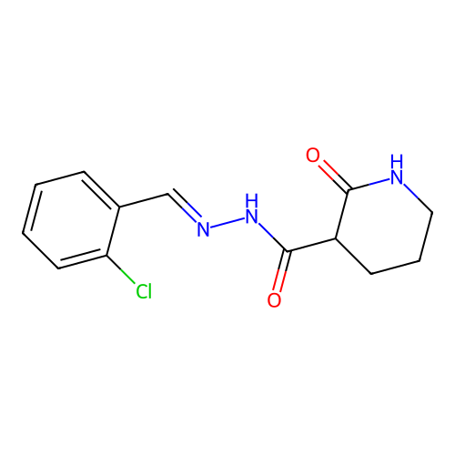 N'-[(E)-(2-chlorophenyl)methylidene]-2-oxopiperidine-3-carbohydrazide structure