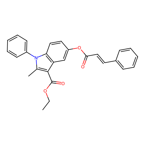 (E)-ethyl 5-(cinnamoyloxy)-2-methyl-1-phenyl-1H-indole-3-carboxylate structure