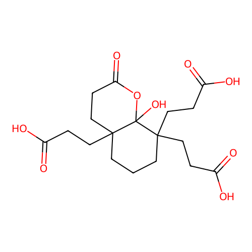 3,3',3''-(8a-hydroxy-2-oxooctahydro-2H-chromene-4a,8,8-triyl)tripropanoic acid structure