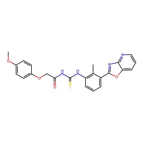 1-[2-(4-METHOXYPHENOXY)ACETYL]-3-(2-METHYL-3-{[1,3]OXAZOLO[4,5-B]PYRIDIN-2-YL}PHENYL)THIOUREA structure