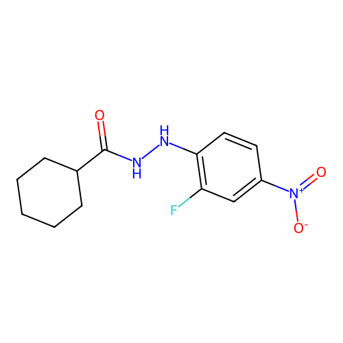 N'-(2-fluoro-4-nitrophenyl)cyclohexanecarbohydrazide structure