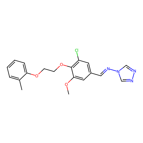 N-[(E)-{3-chloro-5-methoxy-4-[2-(2-methylphenoxy)ethoxy]phenyl}methylidene]-4H-1,2,4-triazol-4-amine structure