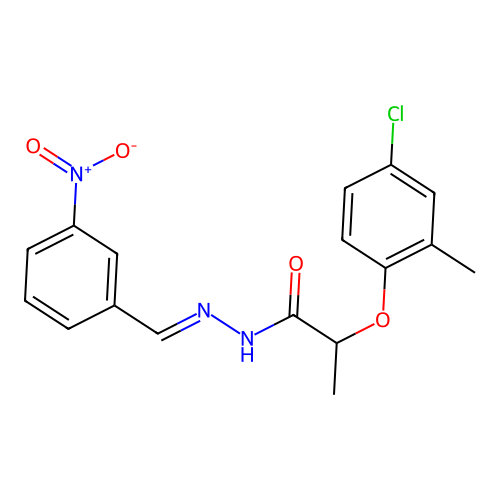 (E)-2-(4-chloro-2-methylphenoxy)-N'-(3-nitrobenzylidene)propanehydrazide structure