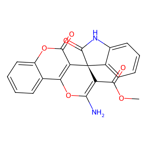 (R)-methyl 2'-amino-2,5'-dioxo-5'H-spiro[indoline-3,4'-pyrano[3,2-c]chromene]-3'-carboxylate structure