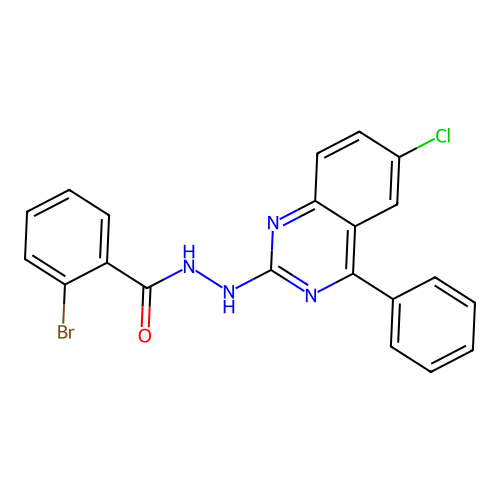 2-bromo-N'-(6-chloro-4-phenylquinazolin-2-yl)benzohydrazide structure