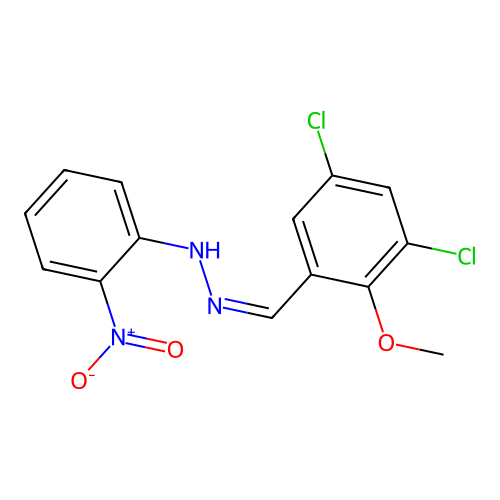 (Z)-1-(3,5-dichloro-2-methoxybenzylidene)-2-(2-nitrophenyl)hydrazine structure