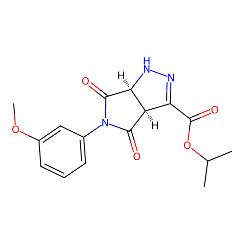 (3aS,6aS)-isopropyl 5-(3-methoxyphenyl)-4,6-dioxo-1,3a,4,5,6,6a-hexahydropyrrolo[3,4-c]pyrazole-3-carboxylate structure