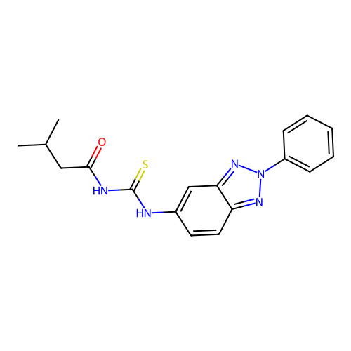 3-methyl-N-[(2-phenyl-2H-benzotriazol-5-yl)carbamothioyl]butanamide structure