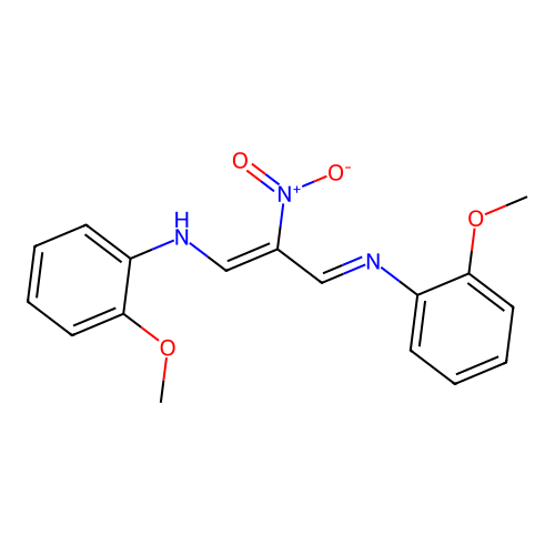 2-methoxy-N-[(Z)-3-(2-methoxyphenyl)imino-2-nitroprop-1-enyl]aniline structure