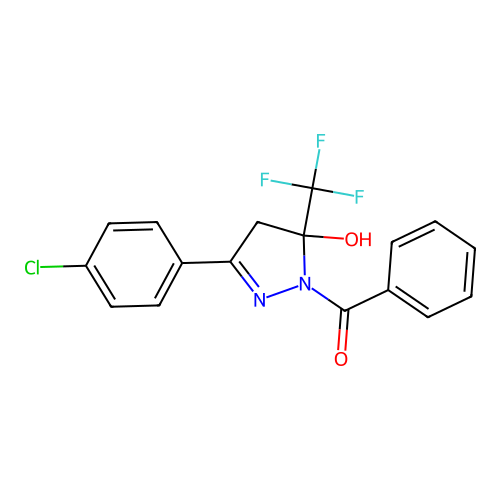 [3-(4-chlorophenyl)-5-hydroxy-5-(trifluoromethyl)-4,5-dihydro-1H-pyrazol-1-yl](phenyl)methanone structure