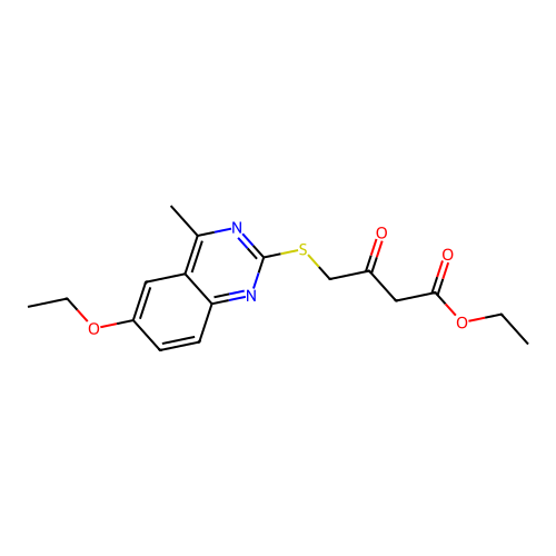 Ethyl 4-[(6-ethoxy-4-methylquinazolin-2-yl)sulfanyl]-3-oxobutanoate structure