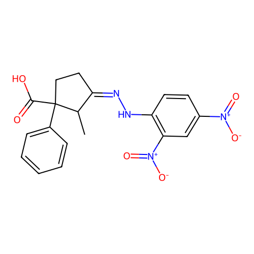 3-(2-(2,4-Dinitrophenyl)hydrazono)-2-methyl-1-phenylcyclopentanecarboxylic acid structure