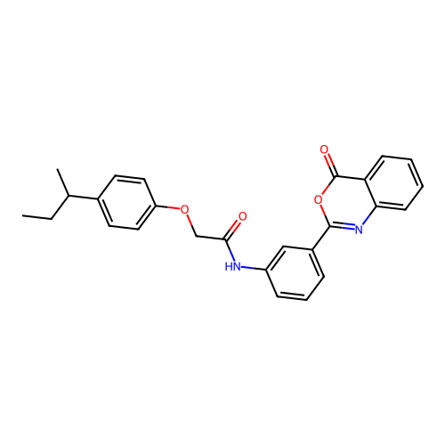 2-[4-(butan-2-yl)phenoxy]-N-[3-(4-oxo-4H-3,1-benzoxazin-2-yl)phenyl]acetamide structure