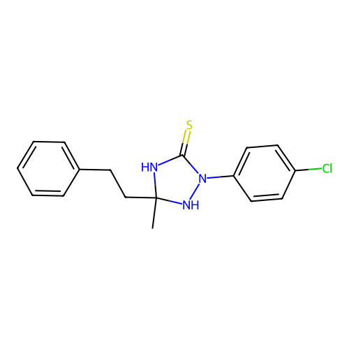 2-(4-Chlorophenyl)-5-methyl-5-(2-phenylethyl)-1,2,4-triazolidine-3-thione structure