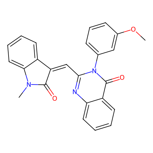 3-(3-methoxyphenyl)-2-[(Z)-(1-methyl-2-oxo-1,2-dihydro-3H-indol-3-ylidene)methyl]quinazolin-4(3H)-one structure