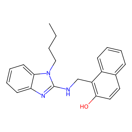 1-{[(1-butyl-1H-benzimidazol-2-yl)amino]methyl}-2-naphthol structure
