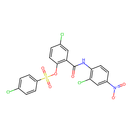 4-Chloro-2-[(2-chloro-4-nitrophenyl)carbamoyl]phenyl 4-chlorobenzenesulfonate structure