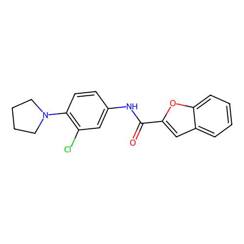 N-[3-chloro-4-(pyrrolidin-1-yl)phenyl]-1-benzofuran-2-carboxamide structure