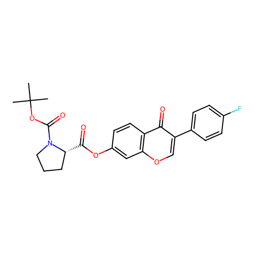 (S)-1-tert-butyl 2-(3-(4-fluorophenyl)-4-oxo-4H-chromen-7-yl) pyrrolidine-1,2-dicarboxylate structure
