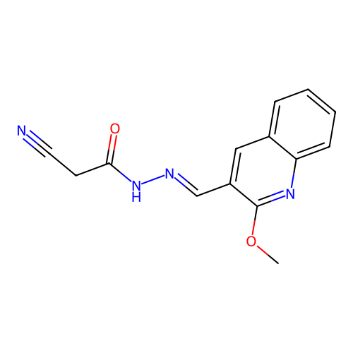 2-cyano-N-[(2-methoxyquinolin-3-yl)methylideneamino]acetamide structure