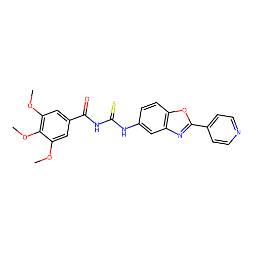 3,4,5-trimethoxy-N-{[2-(pyridin-4-yl)-1,3-benzoxazol-5-yl]carbamothioyl}benzamide structure